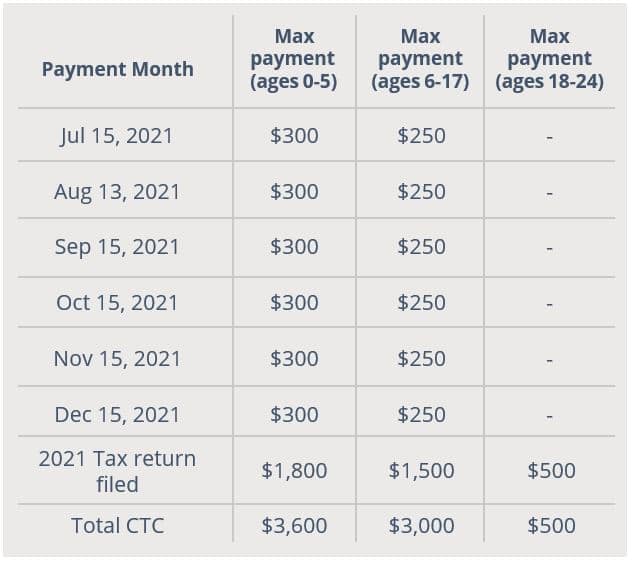 Child Tax Credit Payment Breakdown